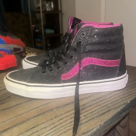 Vans SK8 Hi Glitter 2.5 Black Pink Lace Up High Top Sneaker Great condition - Picture 4 of 9